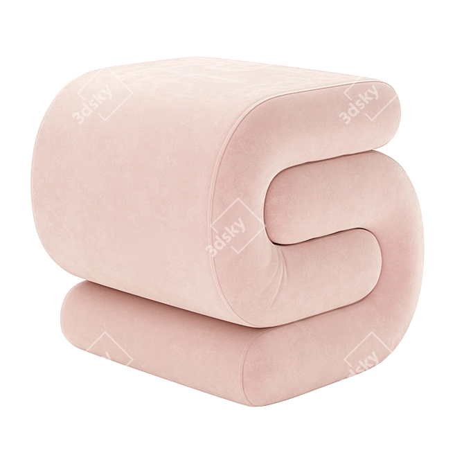 Luxurious Velvet Footstool Ottoman 3D model image 3