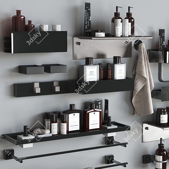 Modern Bathroom Accessories Set 2017 3D model image 2