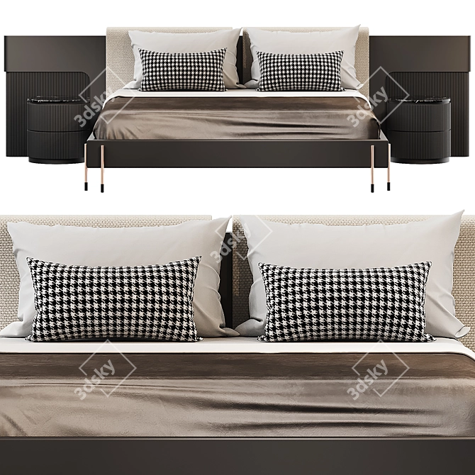 Ebarza DALI Black Marble King Bed 3D model image 2