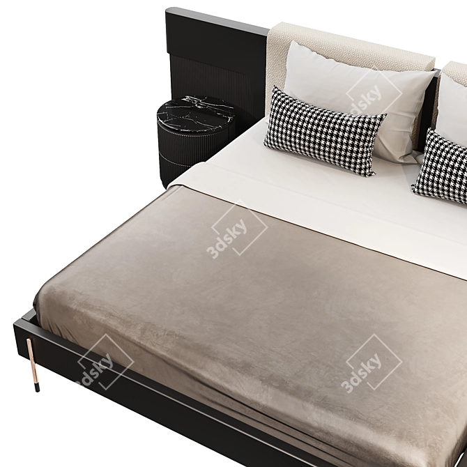 Ebarza DALI Black Marble King Bed 3D model image 4