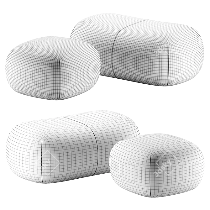 Contemporary PUKKA Pouf Collection 3D model image 2