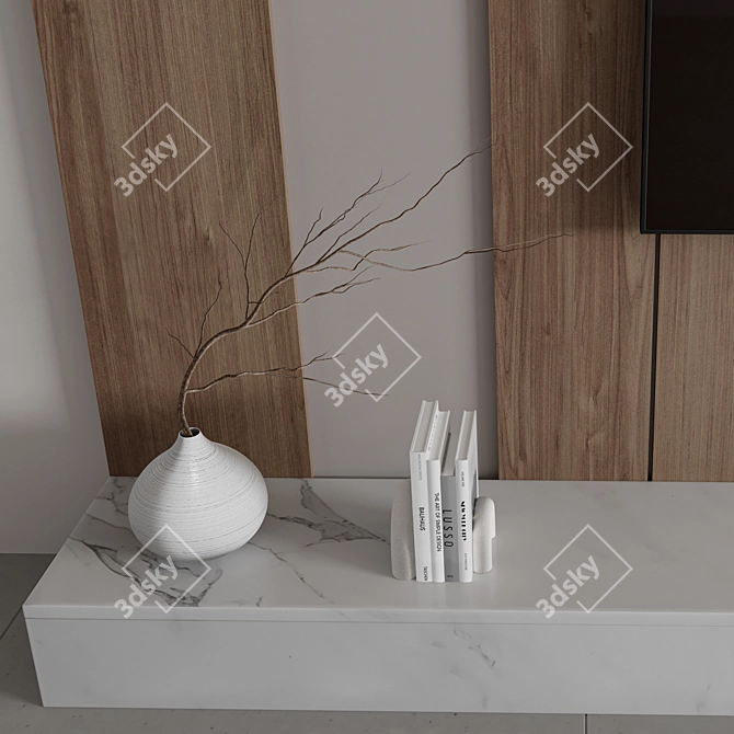 Minimalist TV Wall with Fireplace 3D model image 5