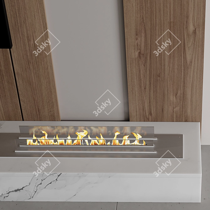 Minimalist TV Wall with Fireplace 3D model image 6