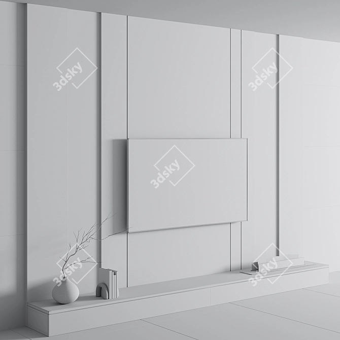 Minimalist TV Wall with Fireplace 3D model image 7