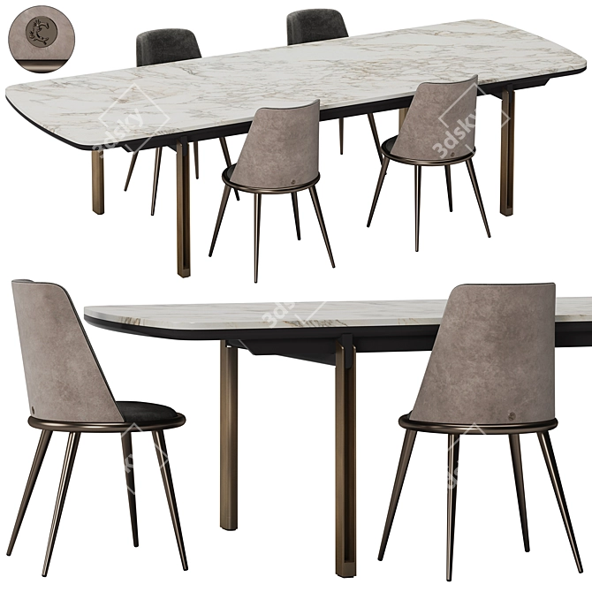 Sleek Mirage Dining Set, Cantori 3D model image 1