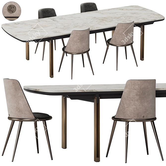 Sleek Mirage Dining Set, Cantori 3D model image 9