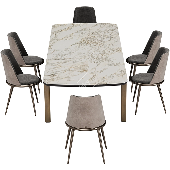 Sleek Mirage Dining Set, Cantori 3D model image 11