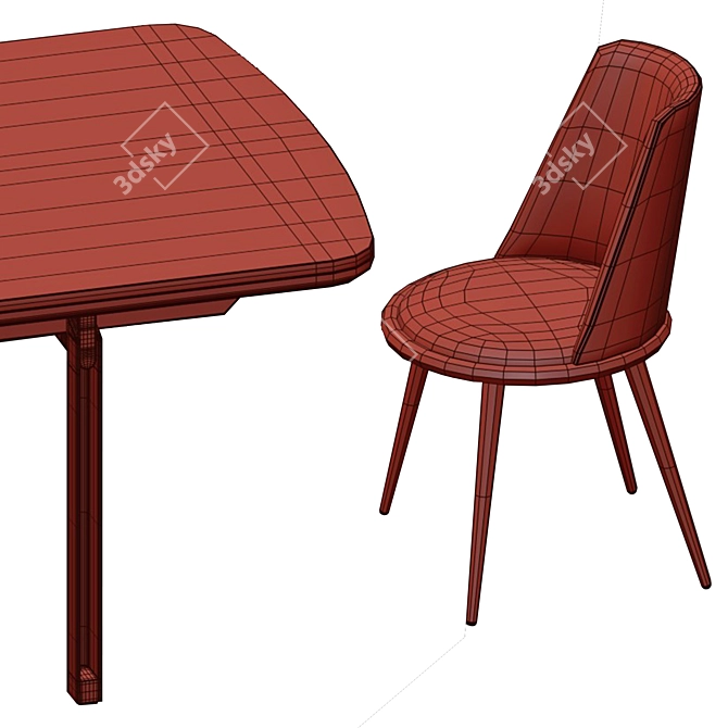 Sleek Mirage Dining Set, Cantori 3D model image 15