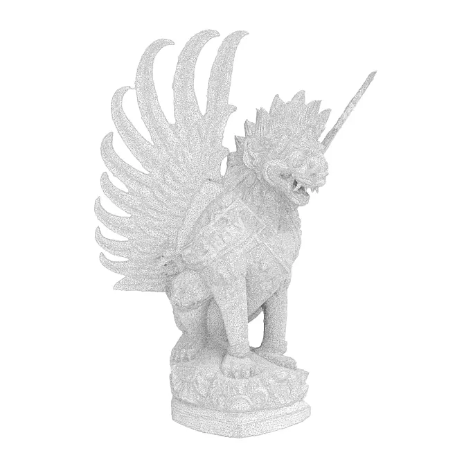 Bali Winged Lion Art Scans 3D model image 4