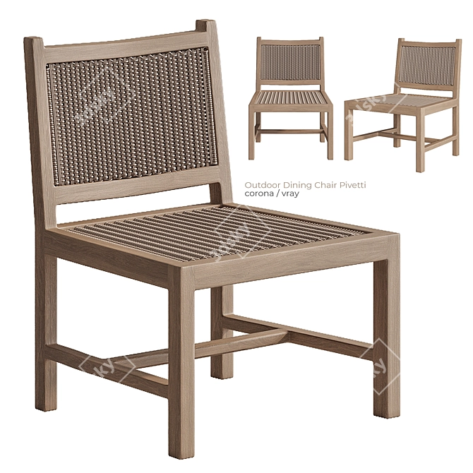 Rustic Modern Outdoor Dining Chair 3D model image 1