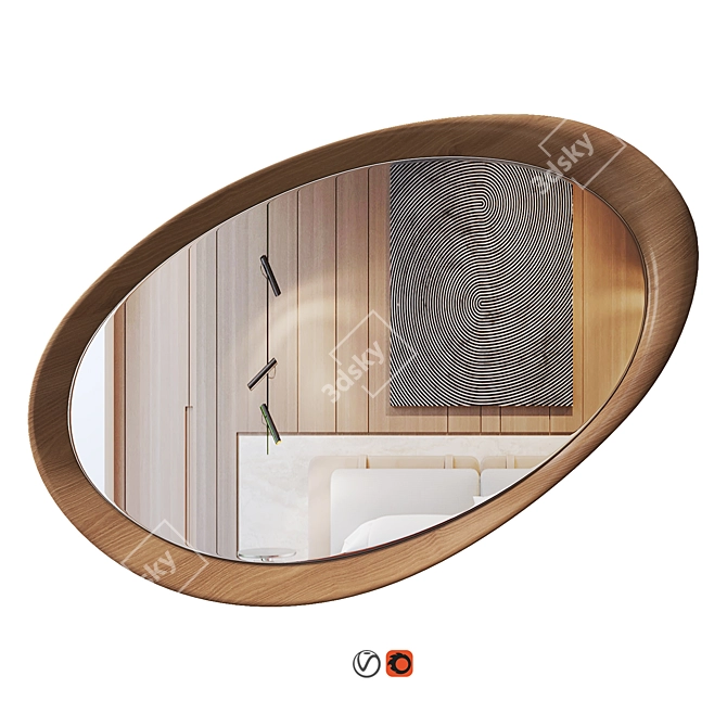 Artisan Wood Glass Mirror Home 3D model image 1