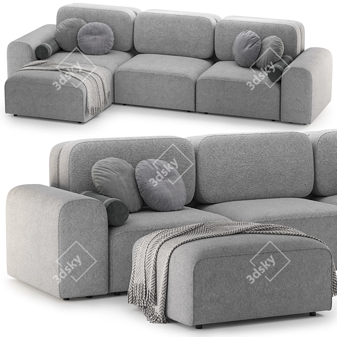 Parma Corner Modular Sofa 3800mm 3D model image 5