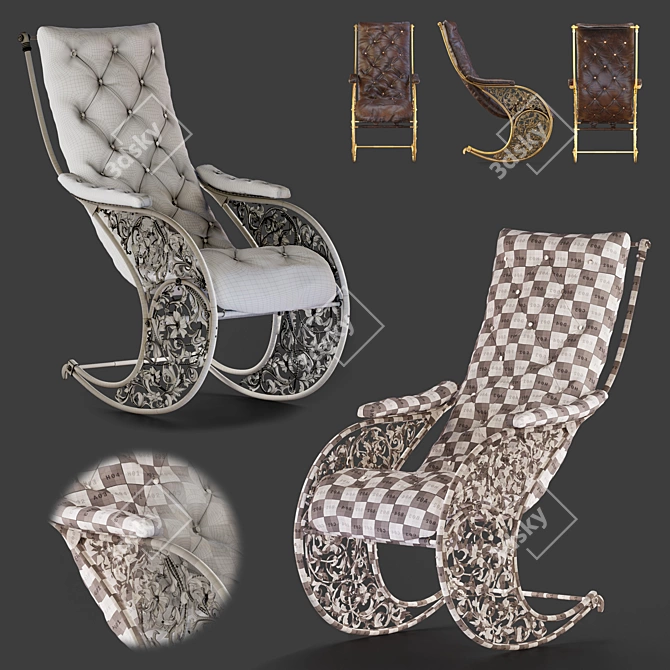 Elegant Winfield Rocking Chair 3D model image 5