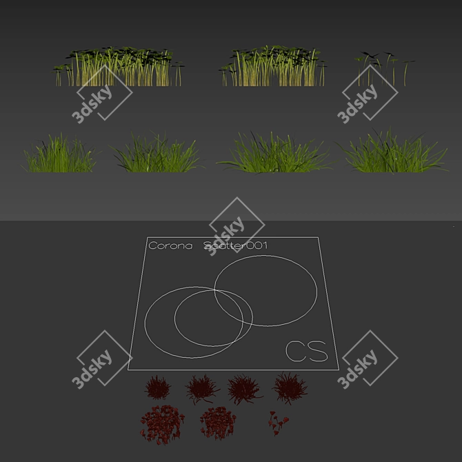 Scatter Grass Kit for Vray 3D model image 5