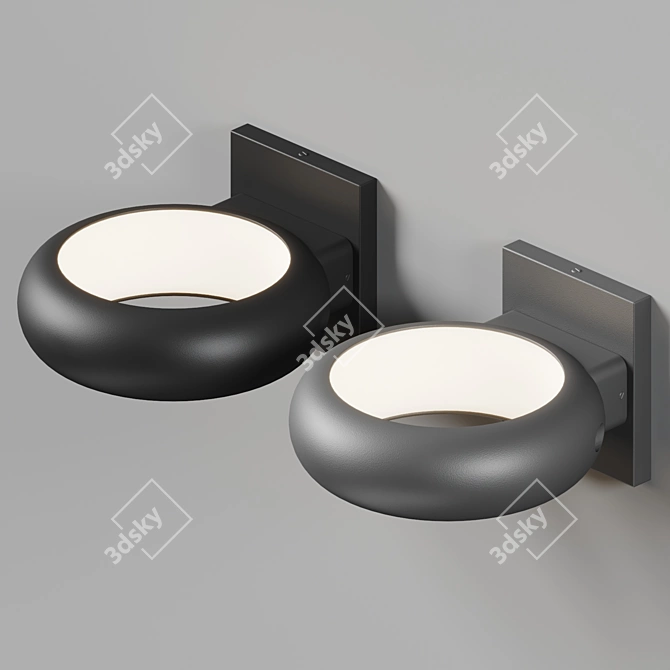 Modern Aluminum Ring LED Wall Sconce 3D model image 2