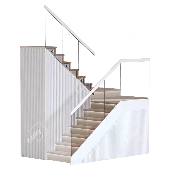 Modern Stair 3D Model Kit 3D model image 4