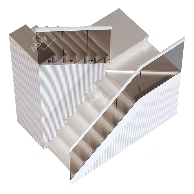 Modern Stair 3D Model Kit 3D model image 5