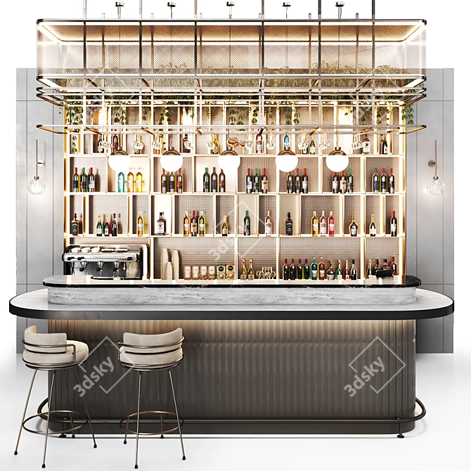 Cafe11 Stainless Steel Bar Counter 3D model image 2