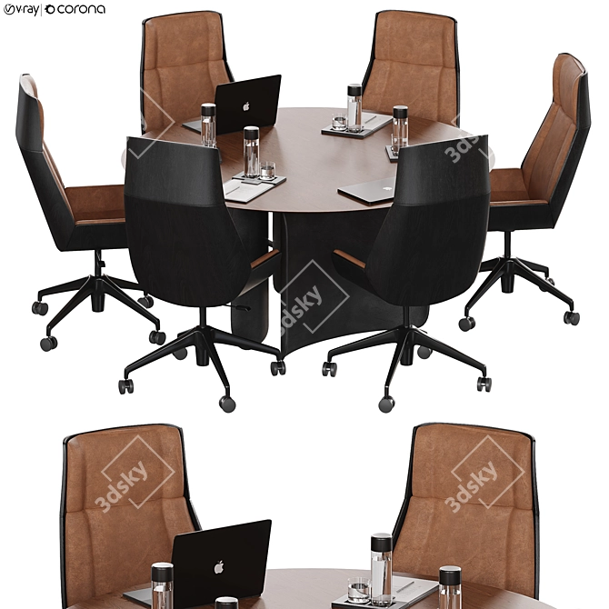 Contemporary Circle Meeting Table 3D model image 1