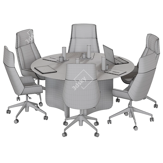 Contemporary Circle Meeting Table 3D model image 2