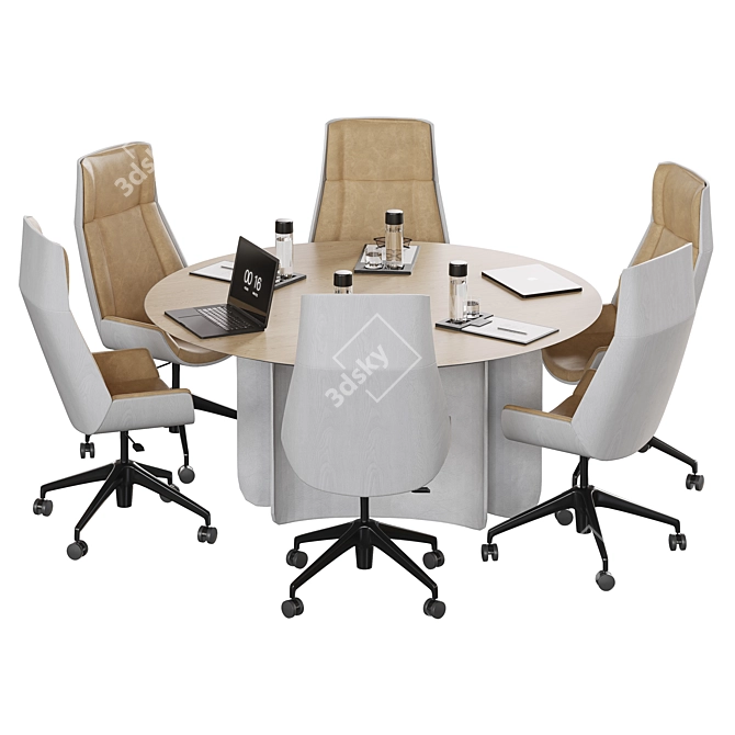 Contemporary Circle Meeting Table 3D model image 4