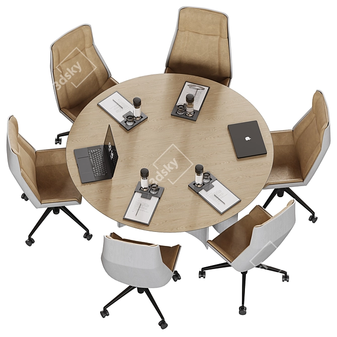 Contemporary Circle Meeting Table 3D model image 5