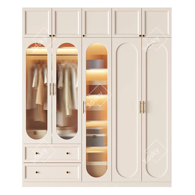 Litfad Modern Wardrobe in Milk White 3D model image 1