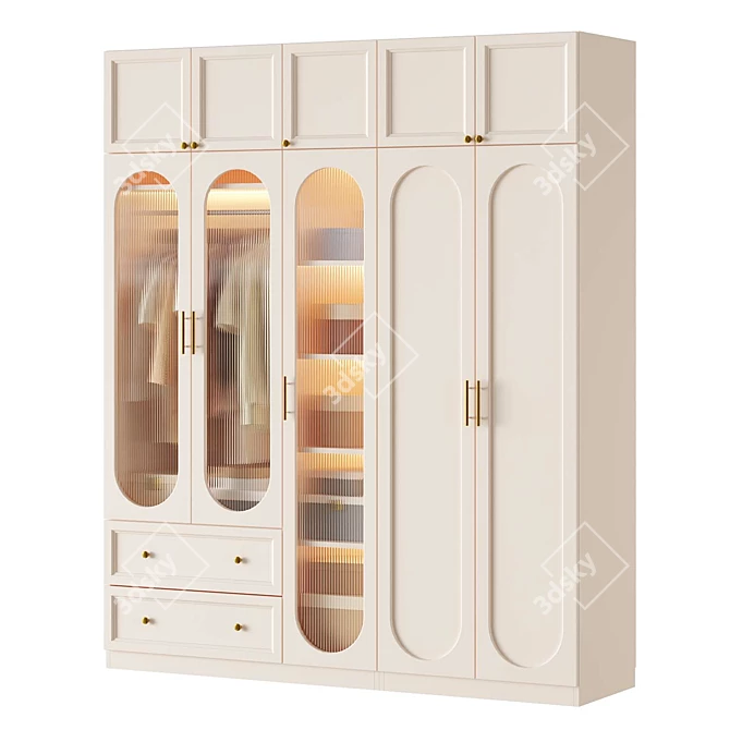 Litfad Modern Wardrobe in Milk White 3D model image 2