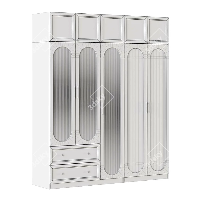 Litfad Modern Wardrobe in Milk White 3D model image 4