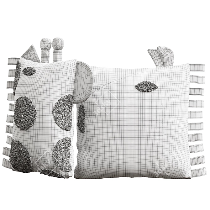 Safari Friends Kids Throw Pillows 3D model image 5