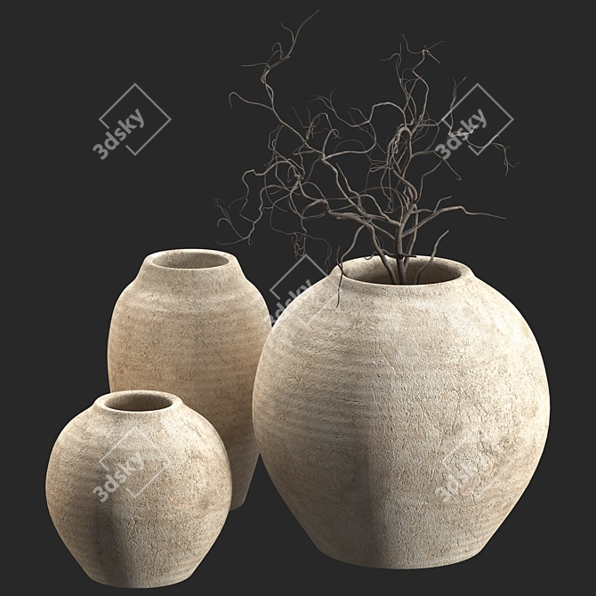 Embossed Ceramic Vases by Zara Home 3D model image 2