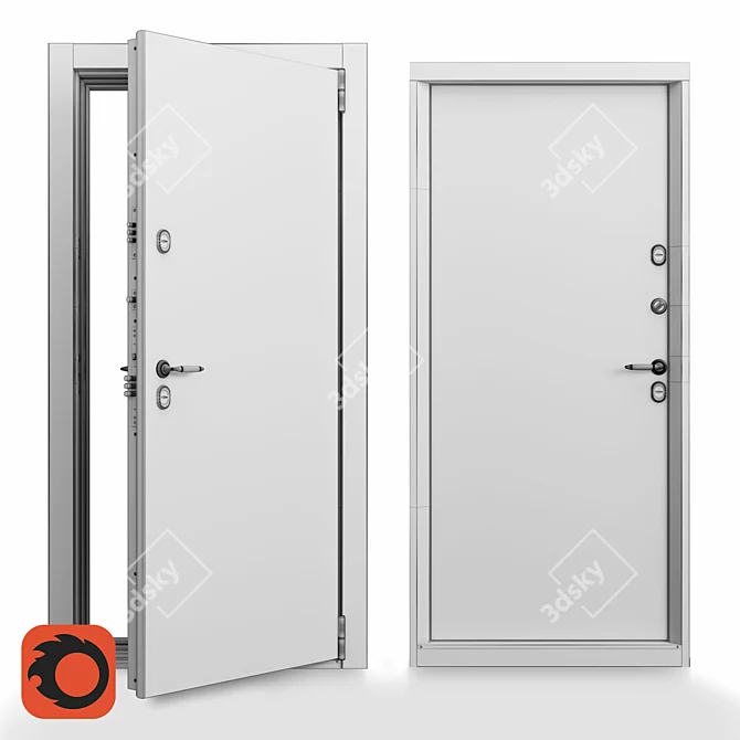 Snegir Pro: Frost-Resistant Exterior Door 3D model image 3