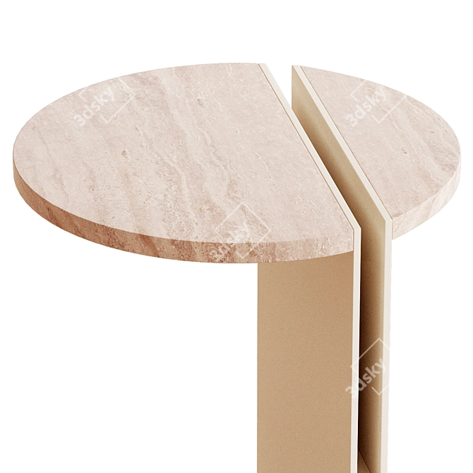 Metal Stone Half Side Table 3D model image 4