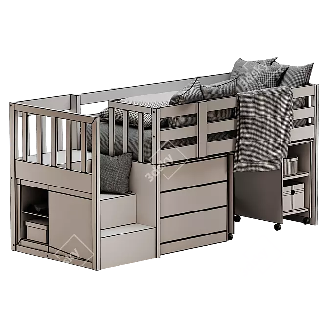 Modern Neutron Sleeper Bed 3D model image 5