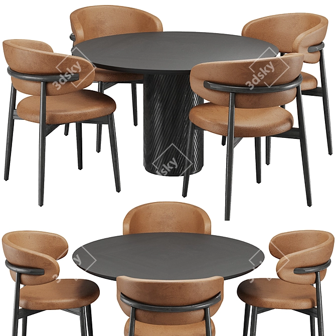 Elegant Dining Chair and Table 3D model image 1