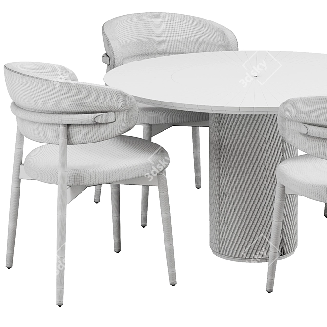 Elegant Dining Chair and Table 3D model image 4