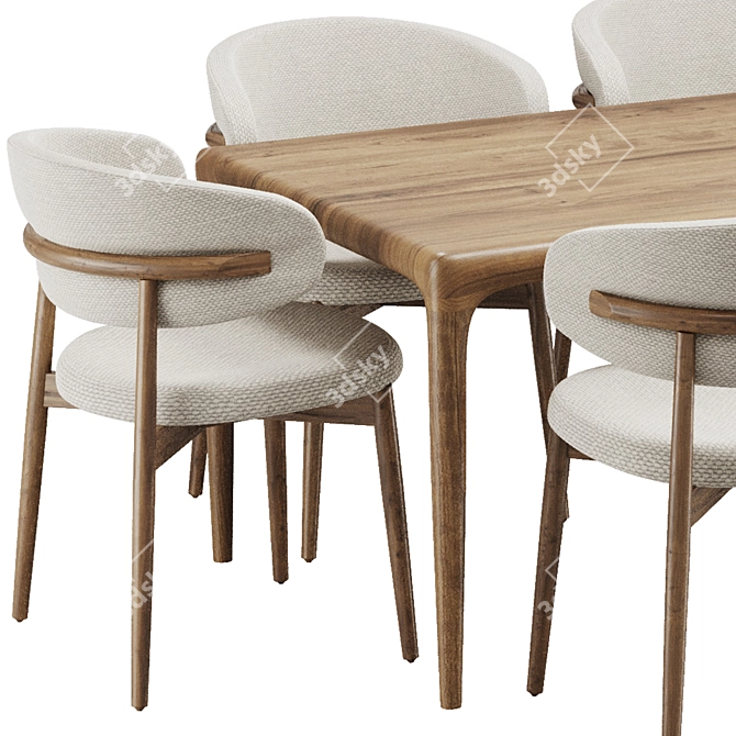 Modern Dining Chair & Table Set 3D model image 2