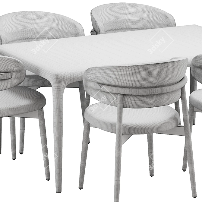 Modern Dining Chair & Table Set 3D model image 4