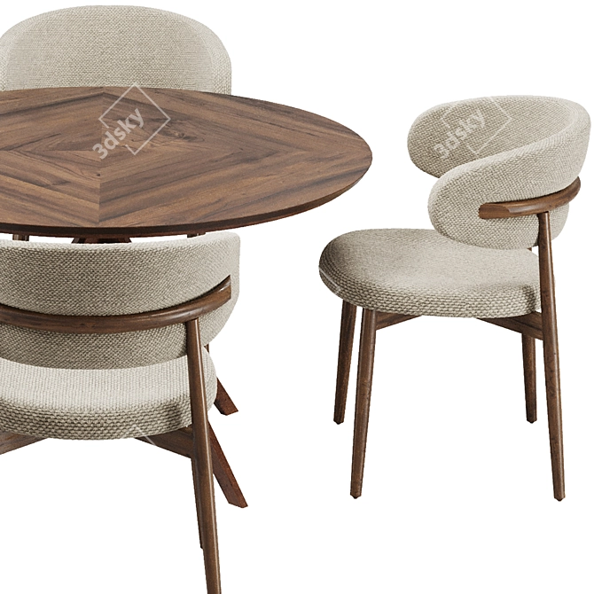 Stylish Chair & Table Set 3D model image 6