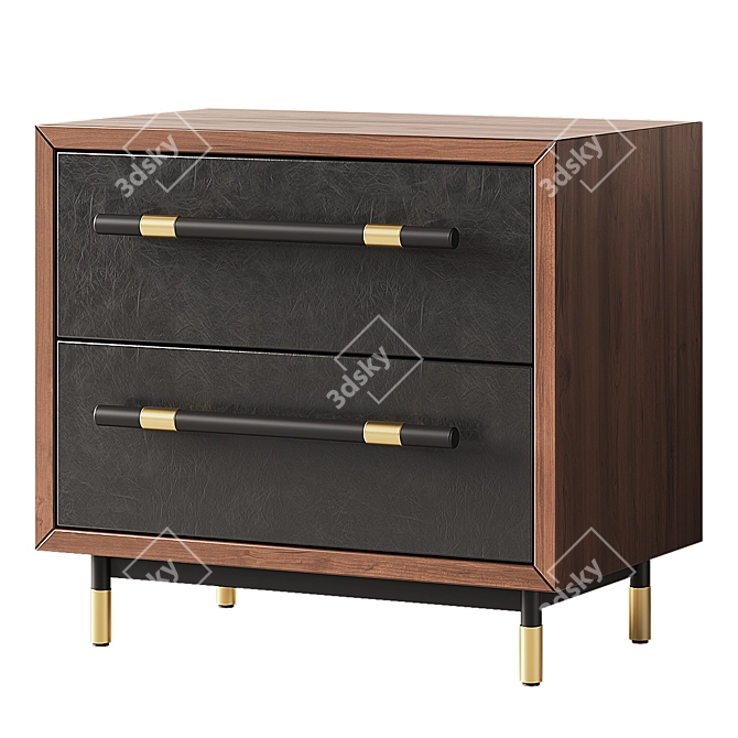 Sleek Leather & Wood Dresser 3D model image 3