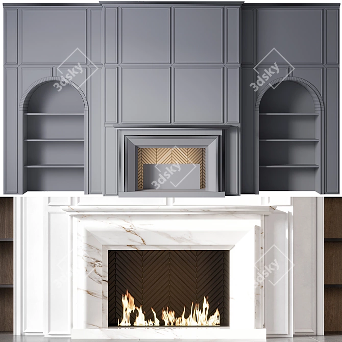 Modern Fireplace No14 3D model image 4