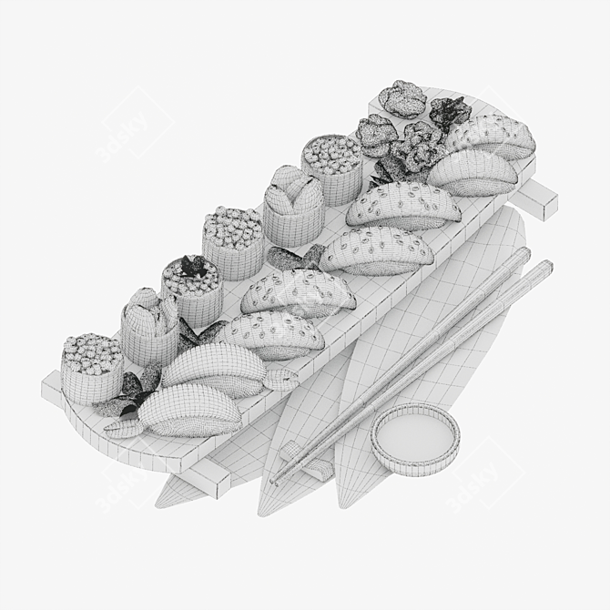 Sushi Board with Fillings 3D model image 3