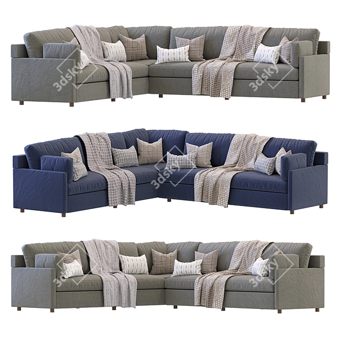 Modern L Shaped Sectional Sofa 3D model image 2