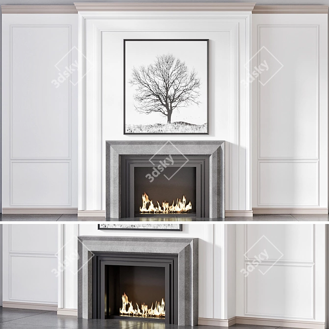 Modern Fireplace Model for V-Ray 3D model image 1