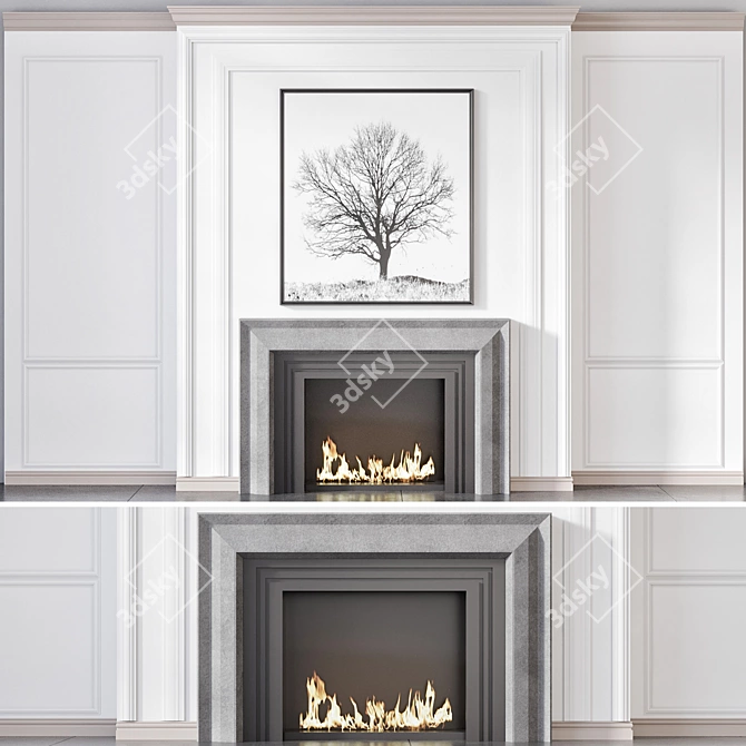 Modern Fireplace Model for V-Ray 3D model image 2