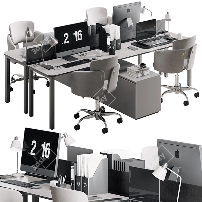 Modern Employee Office Furniture Set 3D model image 1