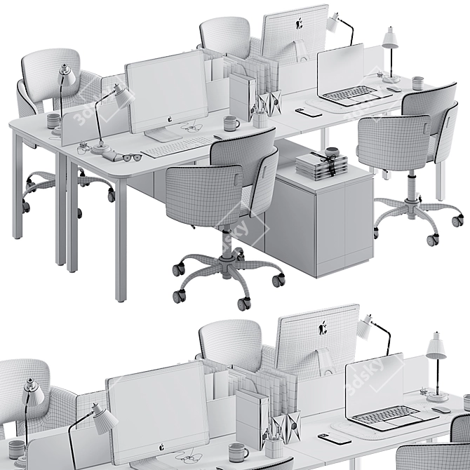 Modern Employee Office Furniture Set 3D model image 7