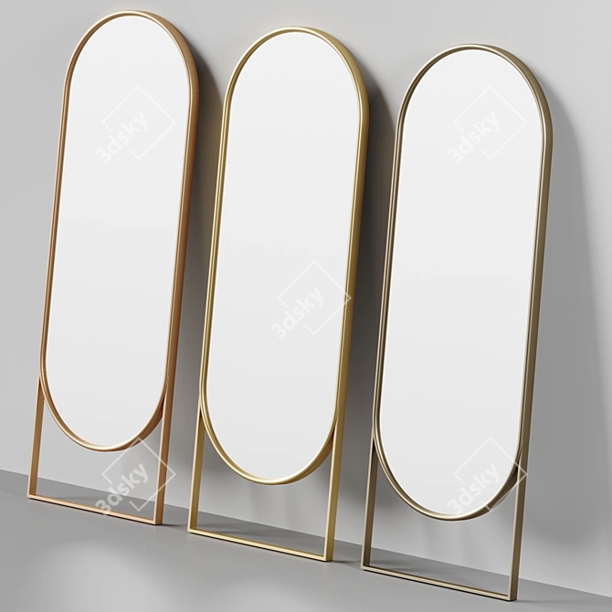 Elegant Sadie Floor Mirror Gold 3D model image 3