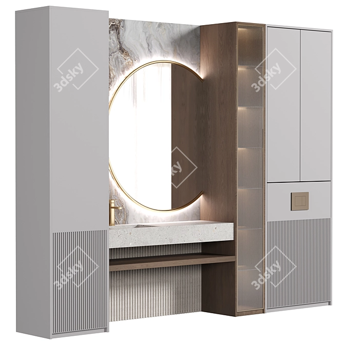 Modern Modular Bathroom Cabinet 3D model image 2