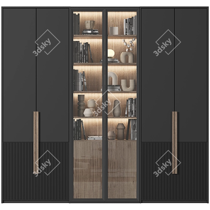 Luxury Wood Wardrobe Design 3D model image 1